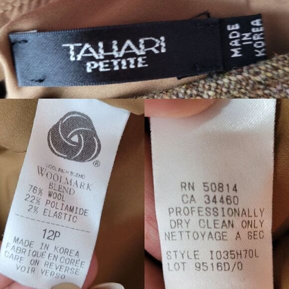 Tahari Skirt 100% Wool Tweed Aline Academia Grunge Golden Multicolor Fleck 12P - Picture 4 of 13